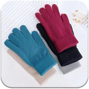 Winter Magic Gloves for Women - 5 Pairs of Stretchy Knit Warm Mittens for 5 Colors Set, Medium Size,  Size Fits