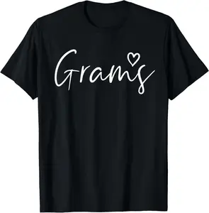 Grams Gifts for Women Grandma Heart Mother's Day Grams T-Shirt Pure Cotton Graphic Tees Menswear Top: Gifts for Men & Women