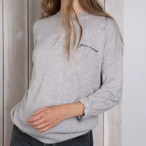 Grey Cashmere Crewneck Sweater