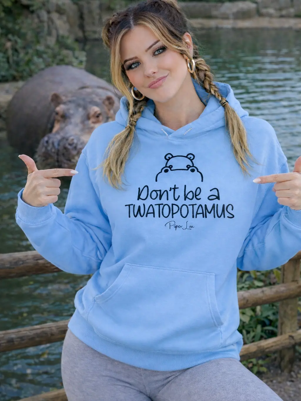 Don't Be A Twatopotamus Graphic Hoodies Soft Smooth Stylish 50% Cotton 50% Polyester with Double-lined Hood and Front Pouch Pocket