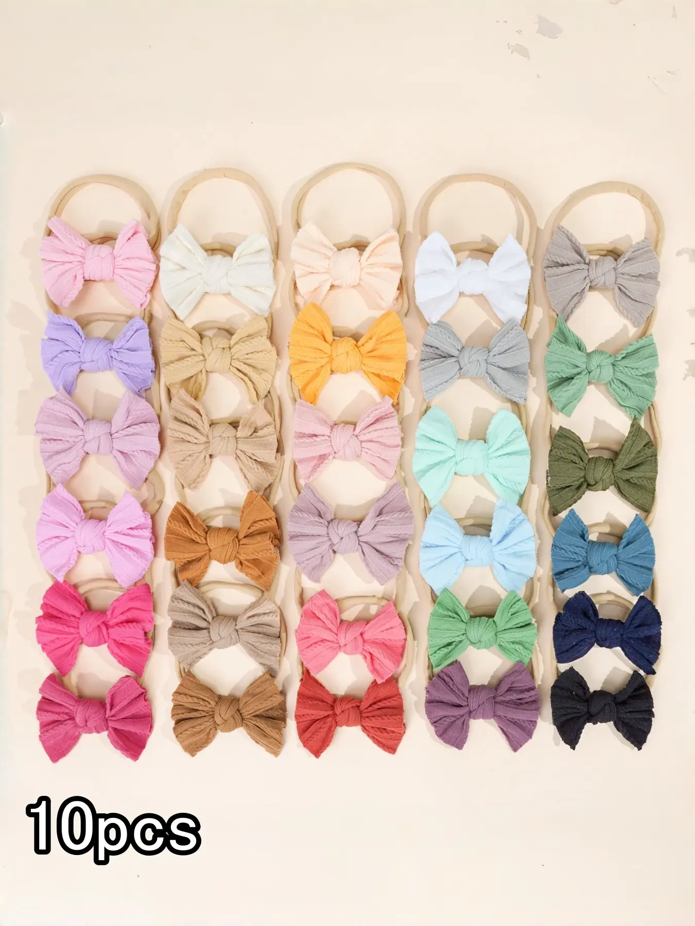 10pcs Multi-Color Bow Headbands, Ultra Soft Fabric Duck Intestine Hair Bands, Daily Wear Accessories, Perfect for Birthdays and Photoshoots, Fashion Headband, Hair Bows Headbands