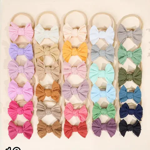 10pcs Multi-Color Bow Headbands, Ultra Soft Fabric Duck Intestine Hair Bands, Cute Headbands, Daily Wear Accessories, Perfect for Birthdays and Photoshoots, Fashion Headband