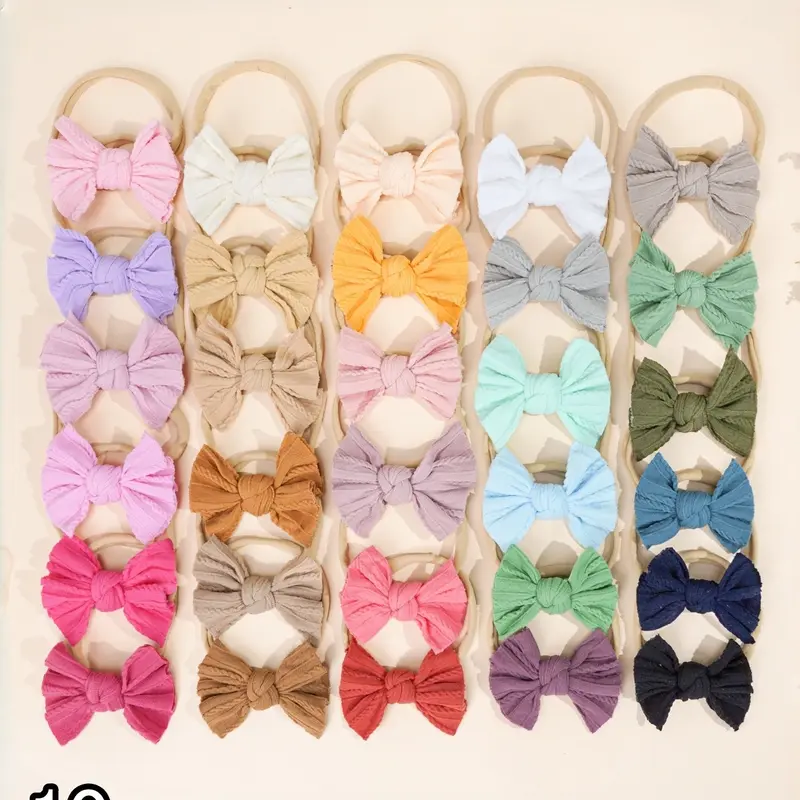 10pcs Multi-Color Bow Headbands, Ultra Soft Fabric Duck Intestine Hair Bands, Cute Headbands, Daily Wear Accessories, Perfect for Birthdays and Photoshoots, Fashion Headband
