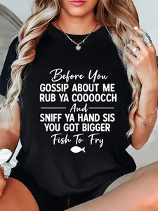 Men’s "You Got Bigger Fish To Fry" Summer Streetwear Short Sleeve Shirt Breathable Fabric Menswear Top Top Crew Neck Tee Tshirt