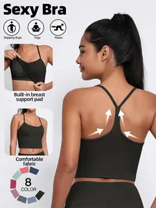 Women's Y-Back Sports Bra with Pads, High-Elasticity Skin-Friendly Workout Top, Slim-Fit Yoga Fitness Vest for All Seasons