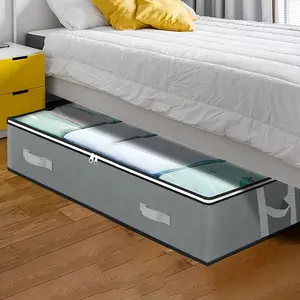 Flip-Top Under-Bed Storage Bin — Durable Non-Woven Organizer for Blankets, Clothing, and Bedding | Versatile, Space-Saving Design — Dustproof, Modern Bedside Storage Solution — Simple Home Organization — Sturdy Construction — Minimalist Lifestyle