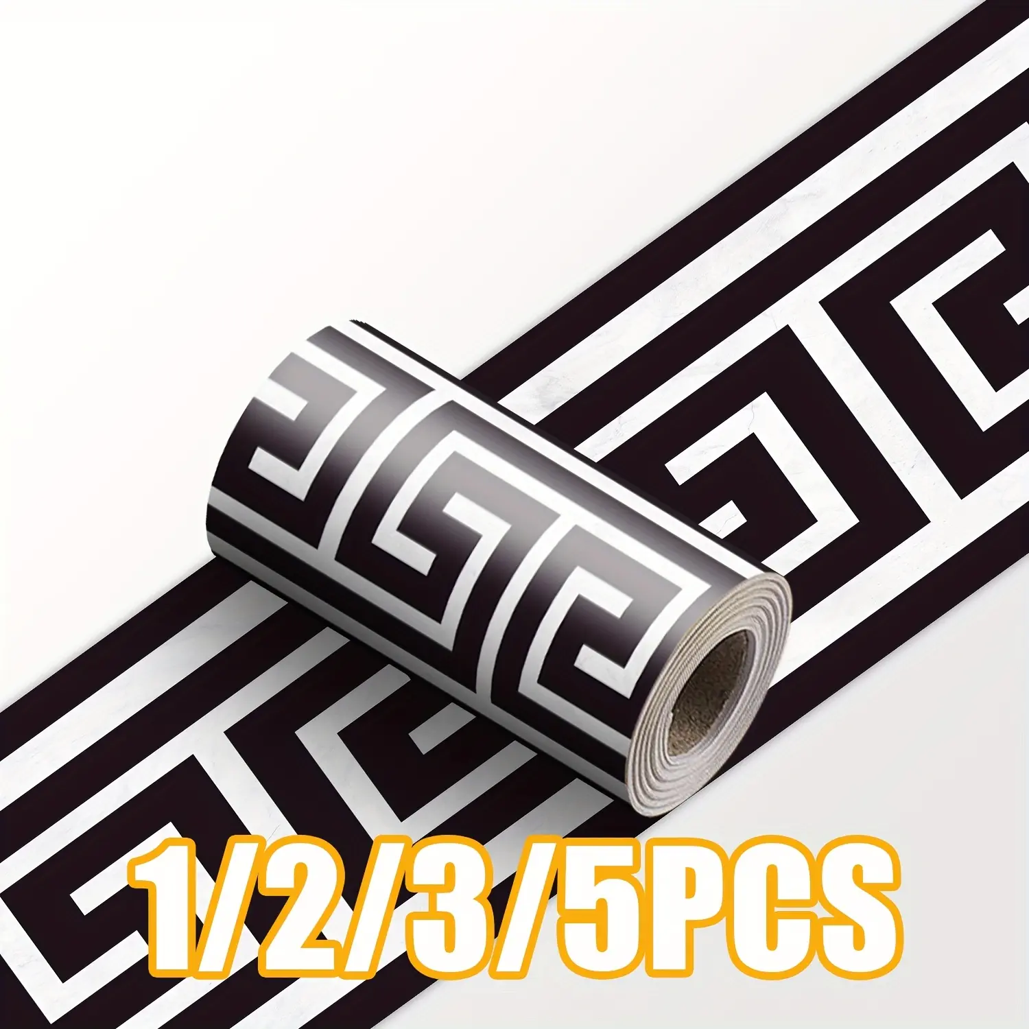 1/2/3/5pcs and Geometric PVC Self-Adhesive Trim Sticky Adhesive Wallpaper Border Peel and Stick for Kitchen Bathroom Interior Walls, Easy Wall Decor Upgrade 3.9in X 94.4in