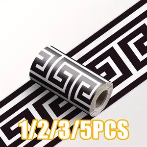 1/2/3/5pcs and Geometric PVC Self-Adhesive Trim for Kitchen Bathroom, Easy Wall Decor Upgrade 3.9in X 94.4in