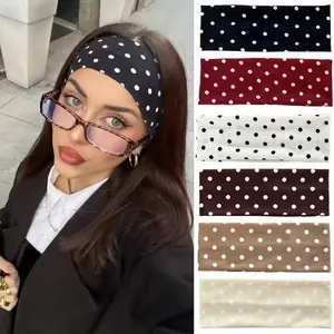 Polka Dot Yoga Elastic Headband Fashionable Dot-pattern Makeup Headband Sports & Fitness Sweat-absorbent Hairband in Multiple Colors