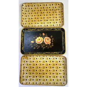Alcohol Proof Paper Mache Tray - Blk/Gold