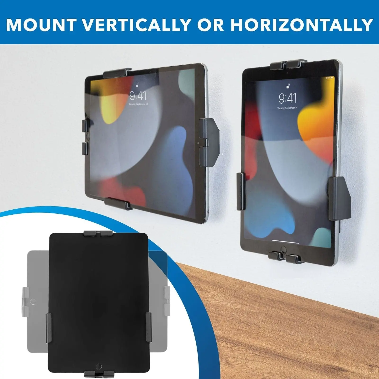 Mount-It! Anti-Theft Adjustable Tablet Wall Mount Holder - Universal 7.9-11 in Fit, Easy Installation with Security Lock, Black Business Tablet & Computer Accessories