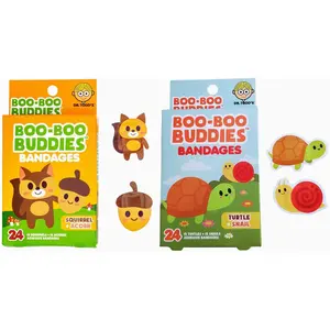 Boo Boo Buddies Squirrel + Acorn & Turtle + Snail Bandages Bundle – 48 Ct