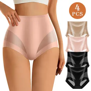 QUASTI 4-Piece Mid-Waist Sexy Butt-Lifting Women's Panties, Soft and Breathable, 360-Degree Butt-Lifting and Shaping with Mesh Panel Design, Comfortable Silky Elastic Fabric, Combining Elegance and Sexiness, Seamless Underwear Sizes XS-XXL