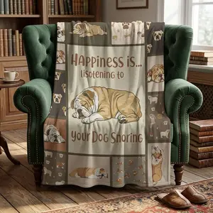 English Bulldog Blanket, Soft Cozy Plush Throw for Bulldogs, Ideal Dog Bed Cover, Adorable Present for Bulldog Enthusiasts