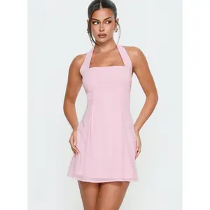 Rosamie Halter Mini Dress Soft Pink