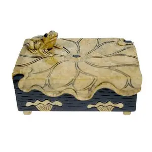 Frog on Lily Pad Design - Drawer Soapstone Trinket Decor Box