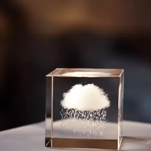 Cloud Cube Crystal Sculpture Ornament Starry Sky Crystal Ball Decorative Hanging Christmas & Birthday Gift Give Yourself a Cloud
