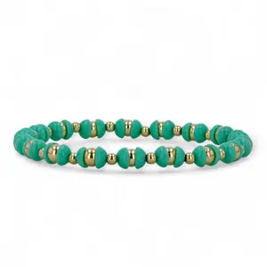 14k Solid Gold and Natural Turquoise Bracelet