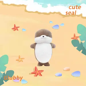 Glubby Cute Seal Design Plush Toy Soft Stuffed Animal 18.5 Inches Long Huggable Cuddly Beach Buddy for Kids and Adults Birthday Gifts