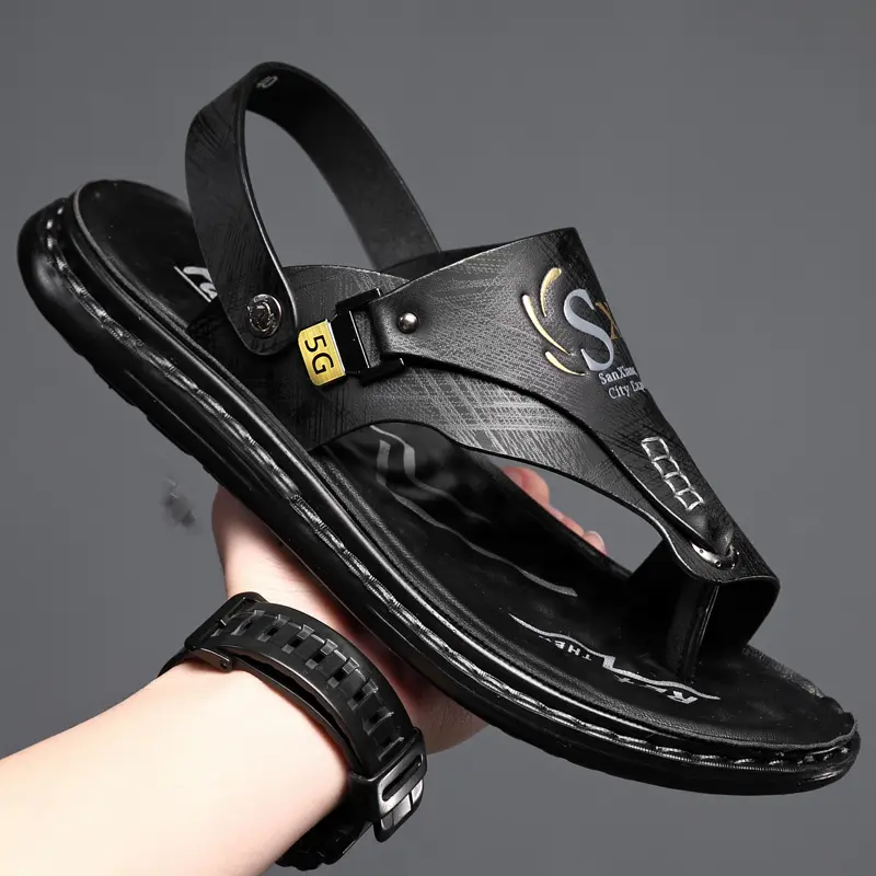 ONXITOM Men's Toe Loop Sandals - Closed Toe, Comfortable Slip-On Summer Outdoor Walking Shoes with Non-Slip Sole