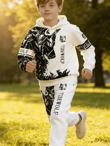 The Wolf Set, Long Pants & Hooded Sweatshirt, Slim Fit Design, Spring/fall Season Wear, Casual Style