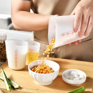 3-Piece Silicone Measuring Cups Set, Dual Scale Ml/oz, Heat Resistant Kitchen Baking Tools, Home Use Liquid Measurement Spoons