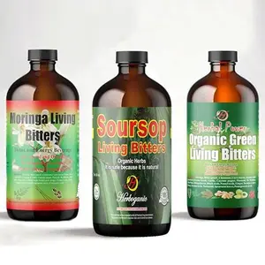 HERBOGANIC Soursop, Moringa & Organic green Living Bitter Pack of 3, 16oz Each - Natural Blend of different ingredients to Support overall health and wellness.