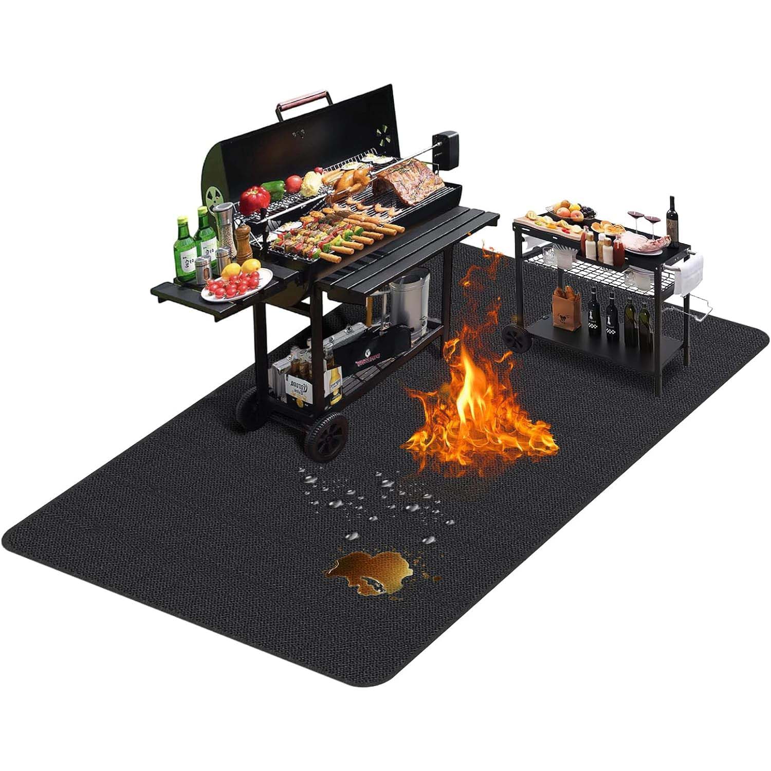 UBeesize 65 x 48 Inches Large Under Grill Mat, Double-Sided Fireproof Grill Pad, Waterproof Oil-Proof BBQ Floor Protector for Fire Pit, Indoor Fireplace, Deck and Patio
