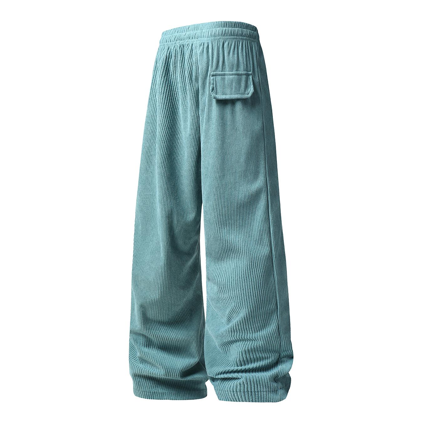 Men’s corduroy drawstring pants, casual straight-leg corduroy trousers with elastic waist, soft breathable loungewear for everyday wear and home