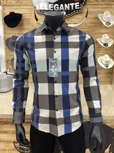 Contti Mens Plaid Shirt  (Diseno de Rayas es diferente en cada camisa/ Stripe desing different in every shirt)