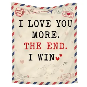 DUJO Valentines Day Gifts for Him Her - I Love You More Super Soft Fleece Throw Blanket 60x80 in - Anniversary Wedding Gifts for Men Women Girlfriend Boyfriend, Romantic Husband Wife Birthday Gift，Easter gift,Party gift