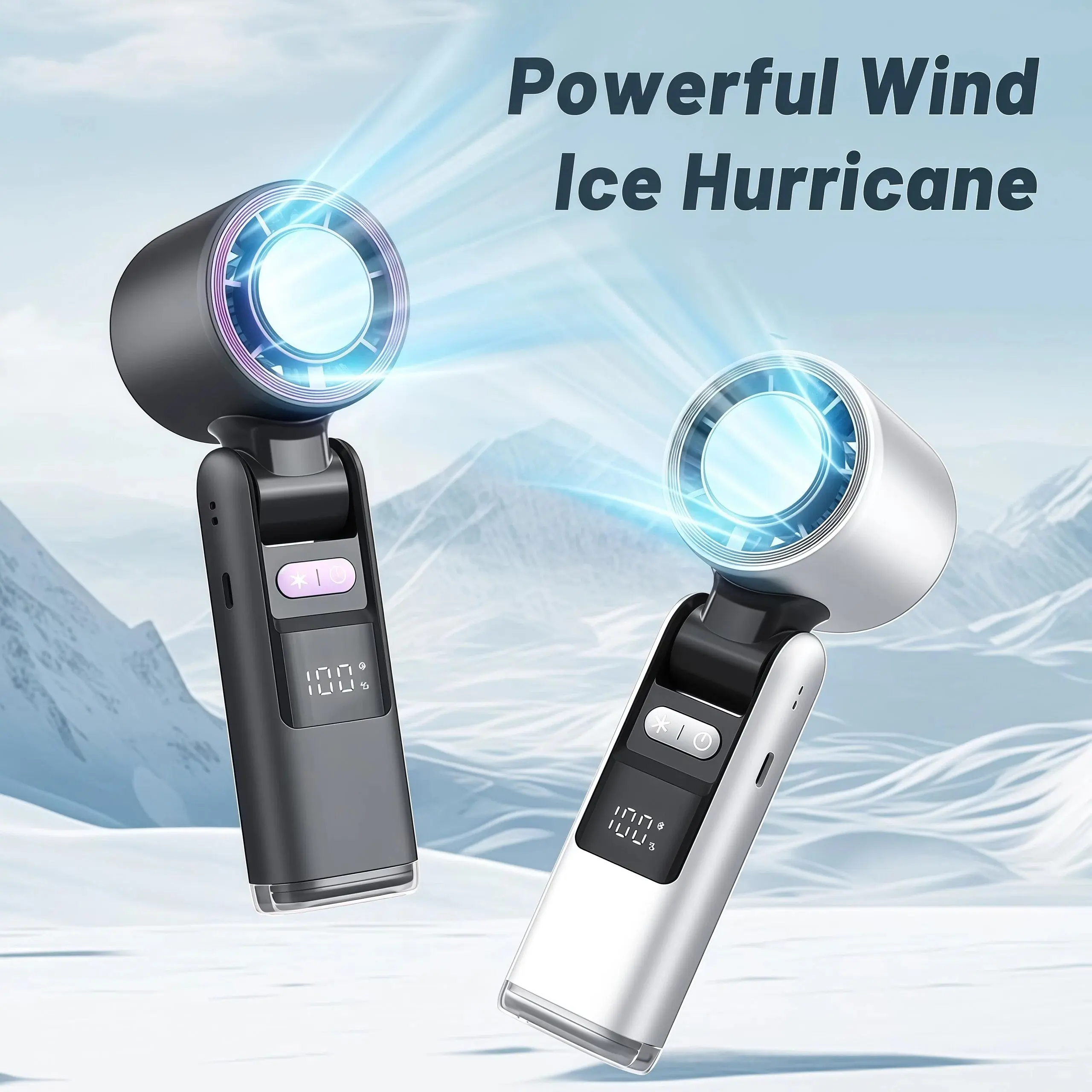 Portable Handheld Fan with 100 Adjustable Speeds, USB Rechargeable Turbo Mini Fan, Personal Air Cooler for Indoor Outdoor Travel Commute