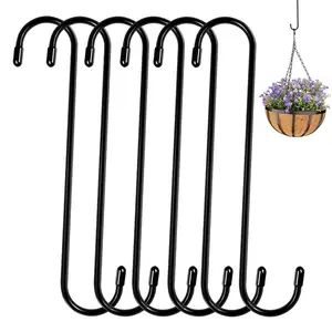 6-Pack Extra Large S Hooks, Long S Hooks for Hanging Plants, Kitchenware, Utensils, Pergola, Closet, Garden, Patio, Indoor/outdoor Use