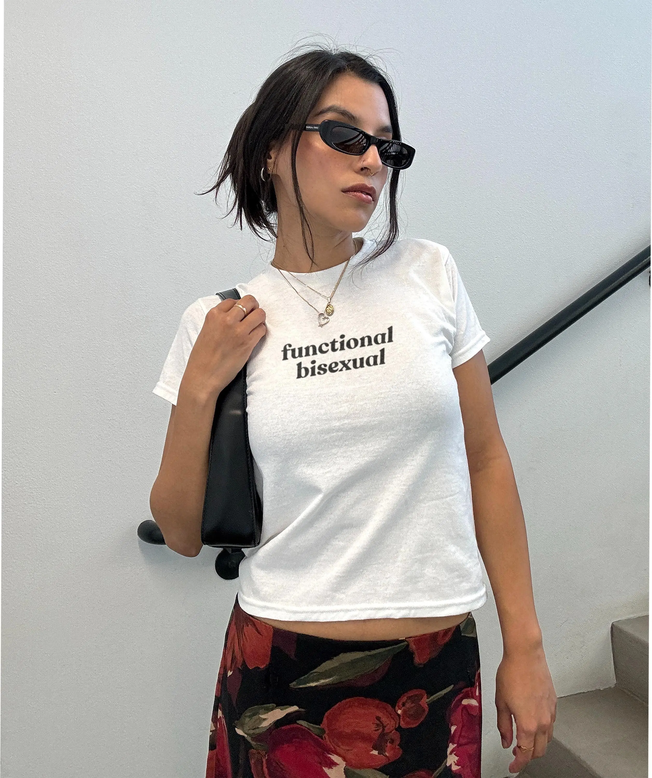 Functional Bisexual Baby Tee Funny Lgbtq Bi Pride Meme Quote Top Queer Bisexual Slogan Y2k Aesthetic Crop Shirt