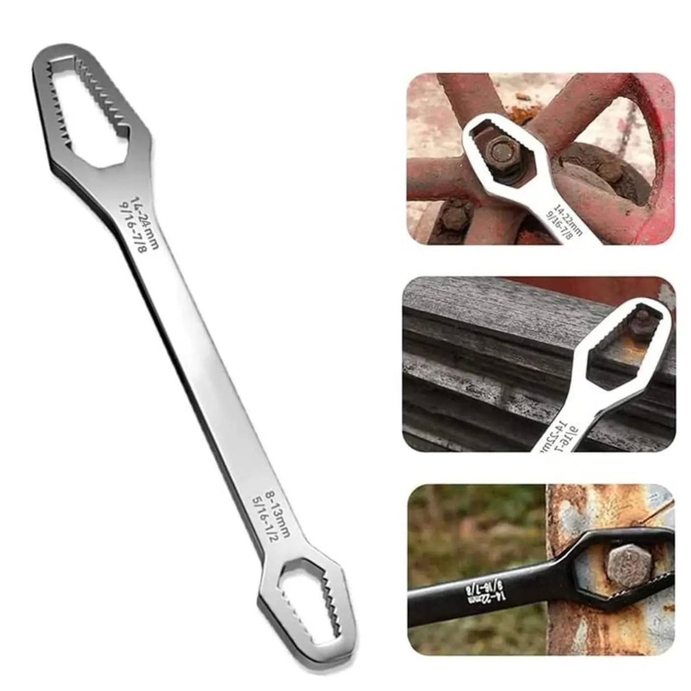 Double-Head Self-Tightening Metric Metal Torx Wrench - 8-24mm High Leverage Elongated Non-Slip Grip Tool for Mechanics’ Car Repair, Auto & Moto Repair, Carpenters