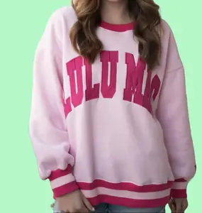 Lulu Mac Light Pink with Hot Pink Accents Embroidered Sweatshirt