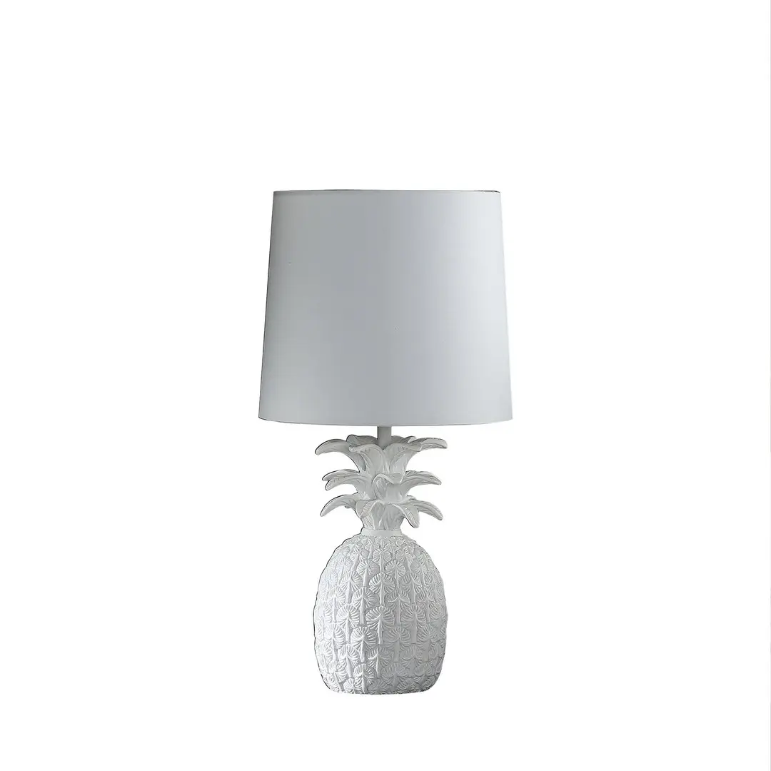 17" Coastal White Tropical Heahea Pineapple Table Lamp - Incandescent Indoor Room Lighting, Home Improvement Decor with Unique Design & Durable Fabric