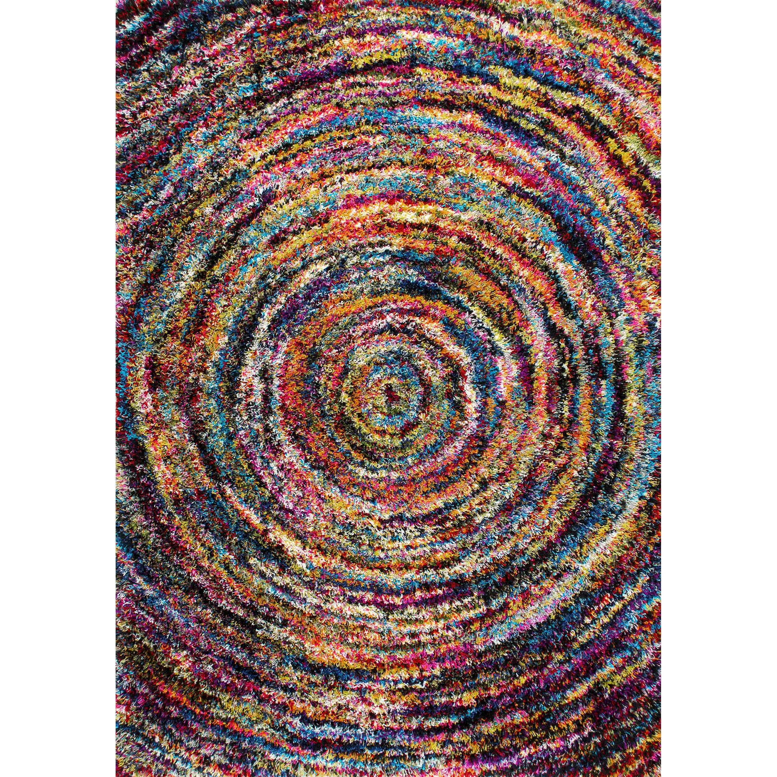 Ardelle Swirl Shaggy Area Rug - Bohemian Geometric Fluffy Shag, Stain Resistant Indoor Rug with Shaggy Texture & Artistic Decor for Living Room, Bedroom