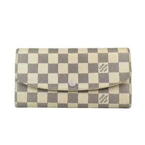 Pre-owned Louis Vuitton Leather Small Leather Goods Damier Azur Wallet with Classic Checkered Design and Practical Button Closure