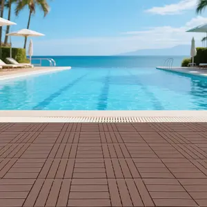 44 Pack Interlocking Deck Tile, Patio Deck Tiles,12x12in Square Waterproof Flooring Tiles All Weather Use, for Outdoor, Indoor, Poolside, Balcony, Backyard foam marble wpc frameless shower door Reinforced Garage Screen