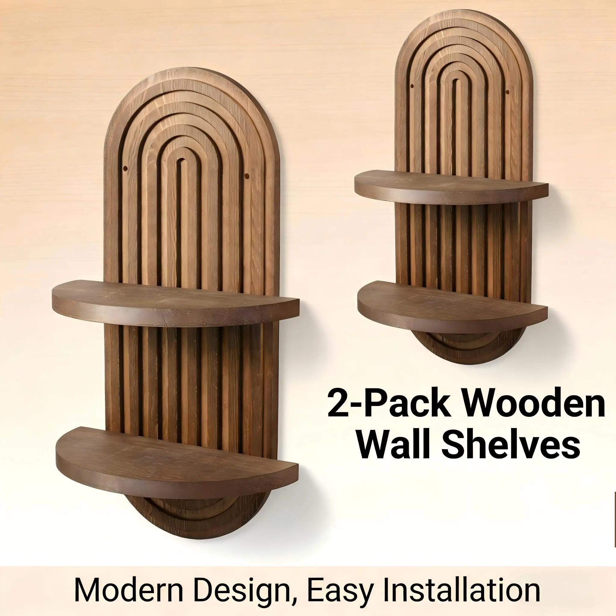 2pcs Floating Shelves, Boho Arch Wooden Wall Rack, Rainbow Bookshelf, High-Quality Aesthetic Decor, Wall Mountable, Easy Installation, Perfect Gift for Friends New Home