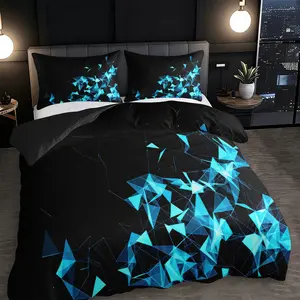 Three-piece Technological sense fragments patterned quilt cover set Modern Bedding Set. The 3-piece set includes 1 quilt cover and 2 pillowcases (without quilt filling and pillow filling). It is soft and breathable, suitable for bedrooms, etc.