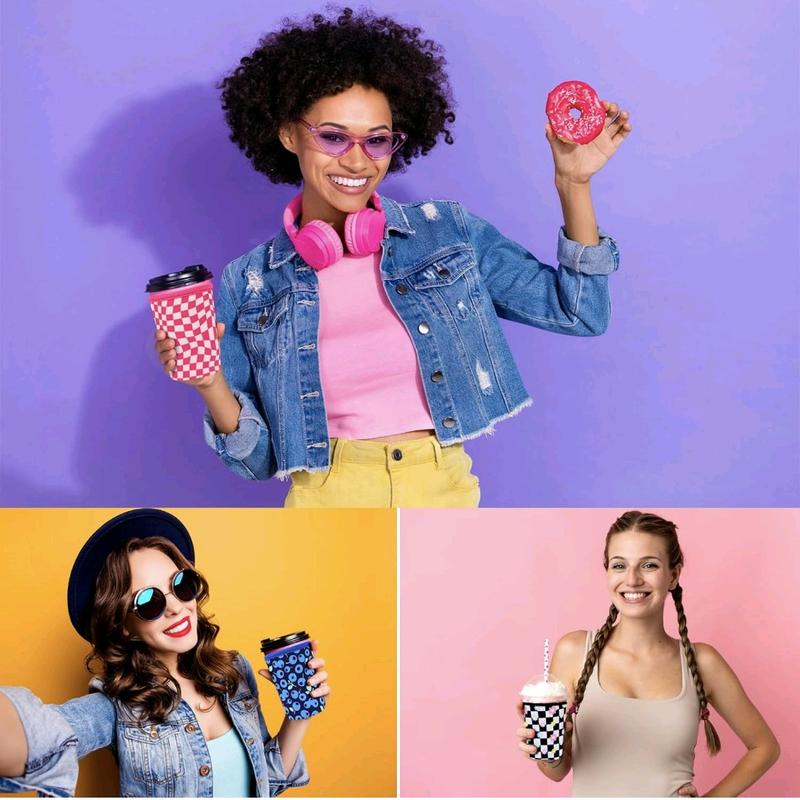 3-Pack Reusable Neoprene Coffee Sleeves - Insulated Sleeves for Hot and Iced Drinks, Compatible with Starbucks, Dunkin' Coffee Cups Drinkware Beverage Stylish