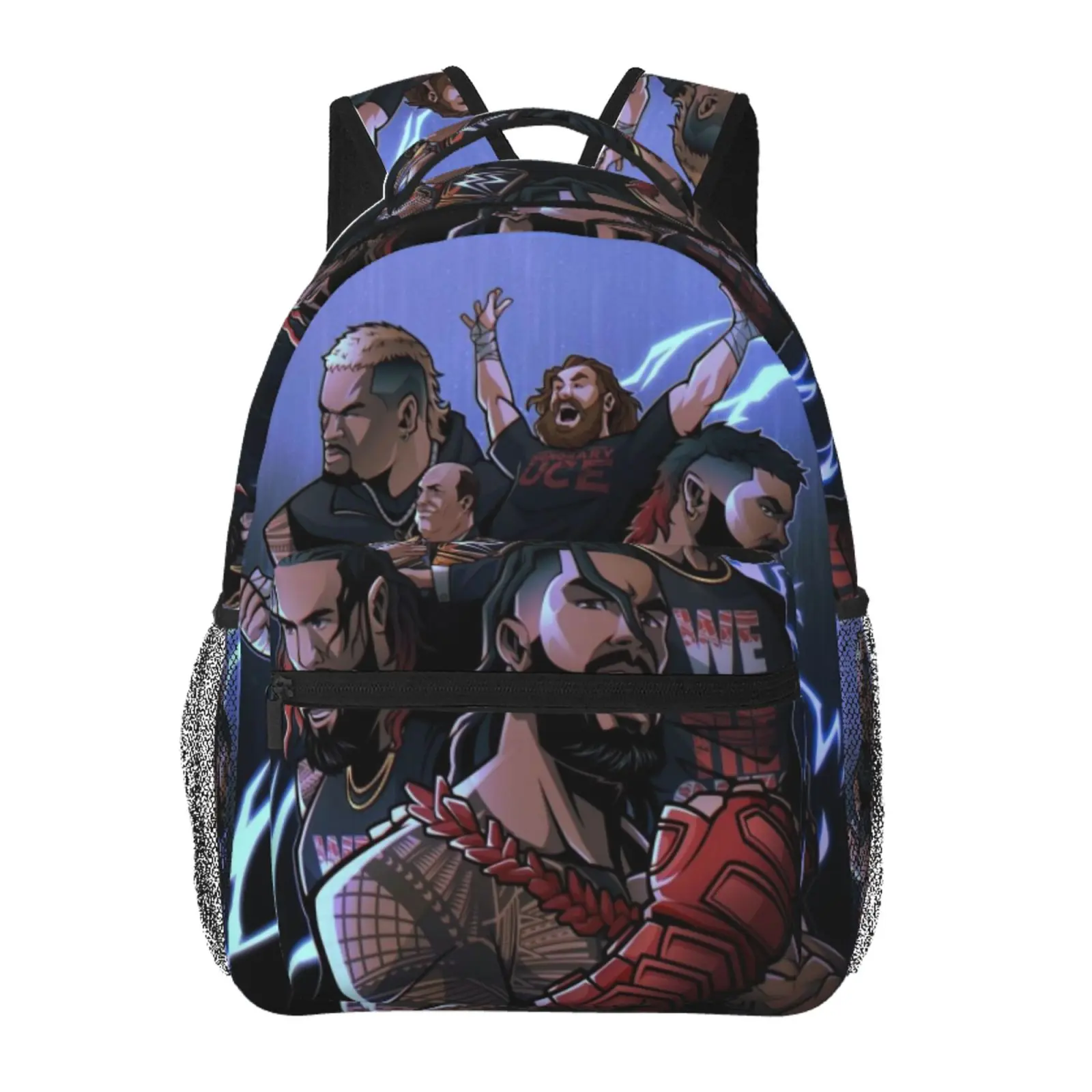 wwe All Over Print Large Capacity Laptop Backpack for Daily Commute Business Travel Sports, Cartoon Casual Merch School Daypack Shoulder Bag for Kids Women Men & Gift Giving, Full-Wrap Wwe, Oxford Cloth, Water Resistant, Unisex, Campus Life, Birthdays, Ca