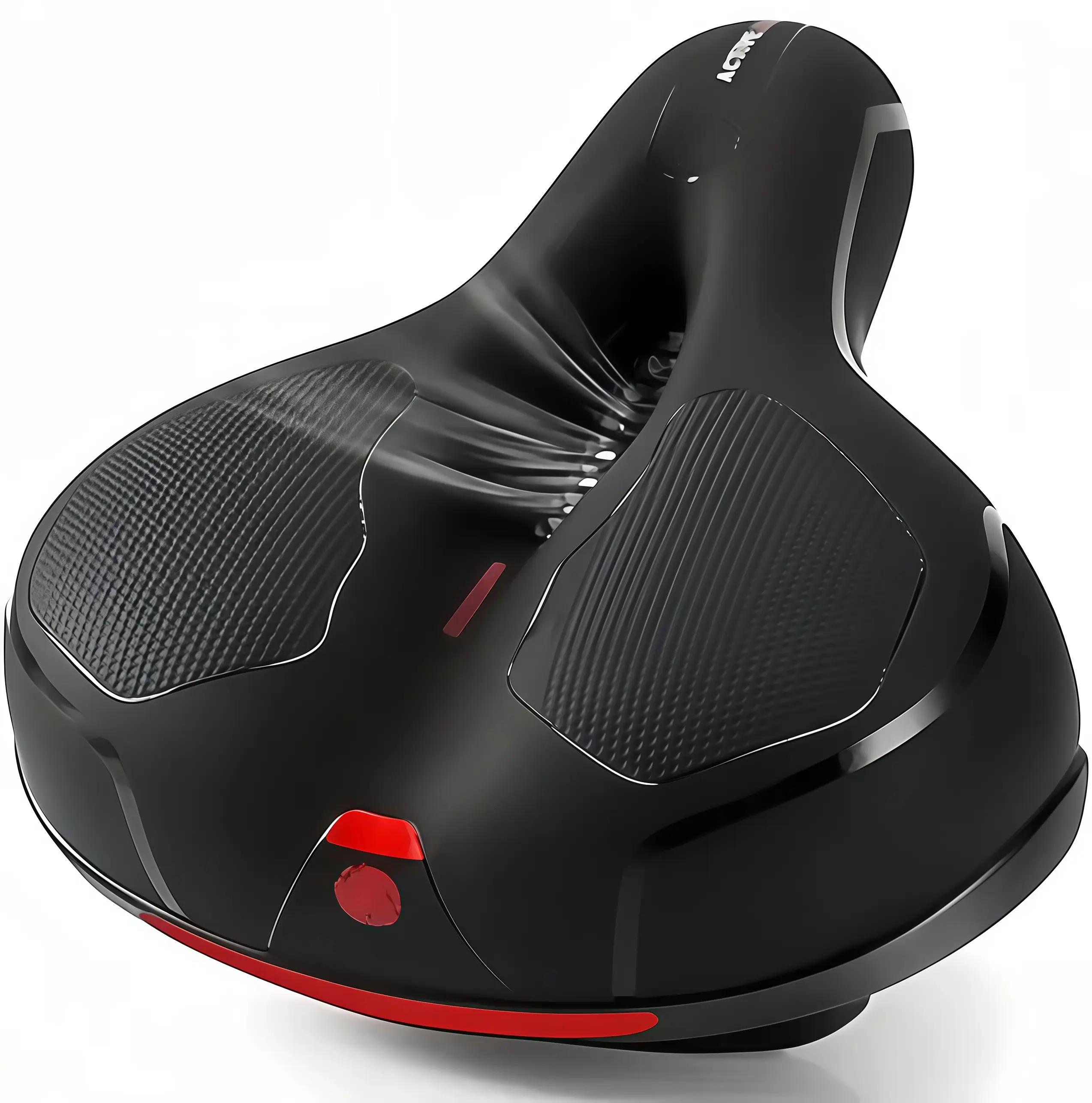 Unisex Adult Black Ergonomic Gel Foam Bicycle Saddle - Ebike Accessories with Shock Absorption, Waterproofing, Breathability, Spacious Design, Reflective Strips for Mountain, City Bikes
