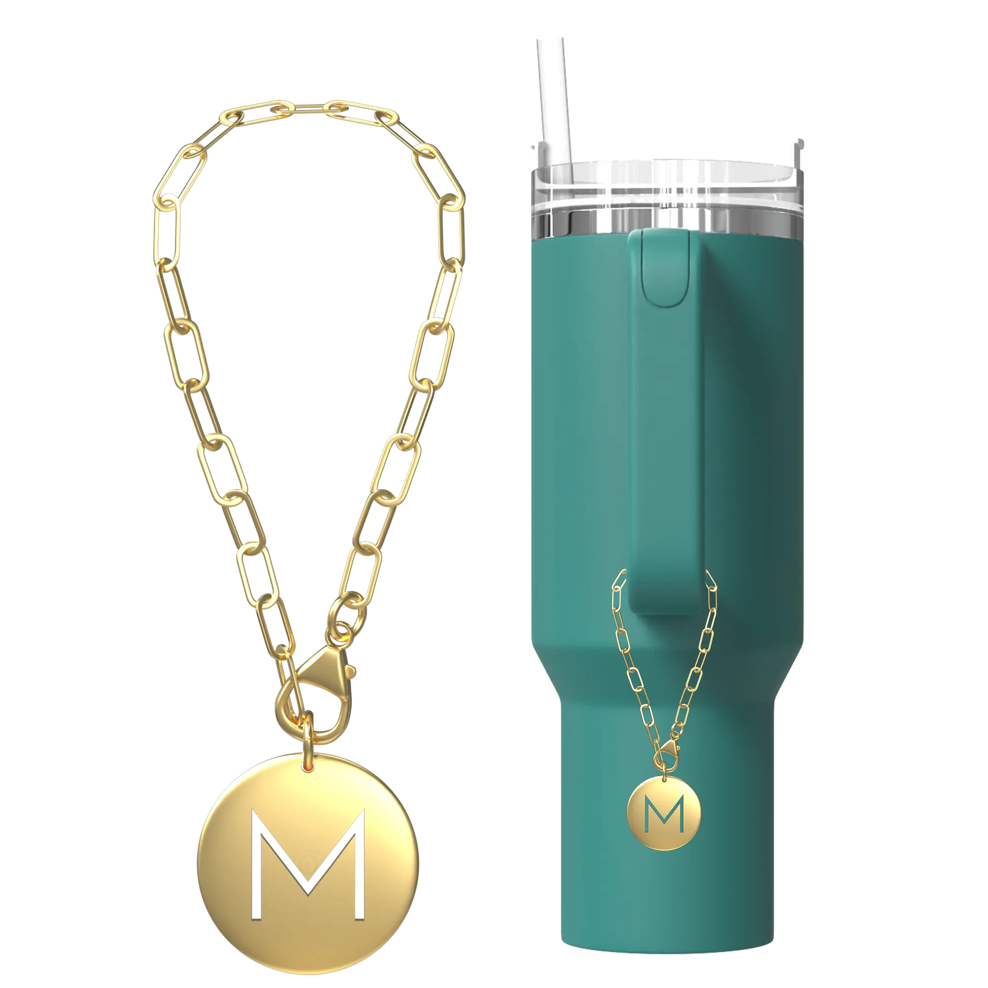 | TMNovo | Initial Charm | Fits All Tumblers With Handles | Gold And Silver | A To Z | Letter Charm | Tumbler Accessory | Coffee Cup Accessory |