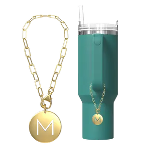 | TMNovo | Initial Charm | Fits All Tumblers With Handles | Gold And Silver | A To Z | Letter Charm | Tumbler Accessory | Coffee Cup Accessory |
