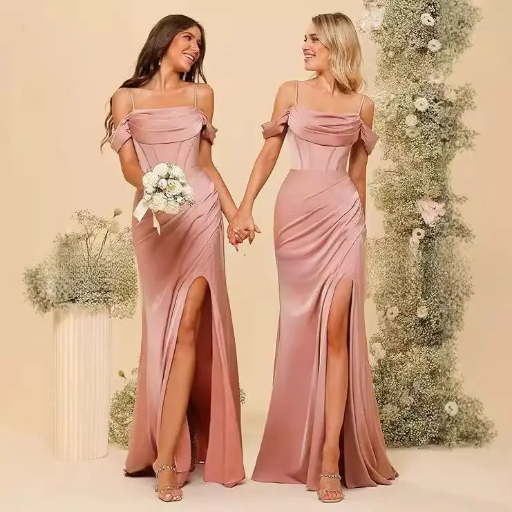 Off Shoulder Bridesmaid Dresses Long with Pockets - TikTok Shop