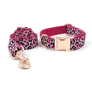 Leopard Print Rose Gold Pet Collar and Leash Set-Top Pick!!