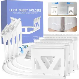 Upgraded Bed Sheet Holders for Corners - 4 Pcs Non-Slip Sheet Grippers & Fitted Sheet Clips, Sheet Locks to Keep Bedding Tight and in Place, Easy Install,
